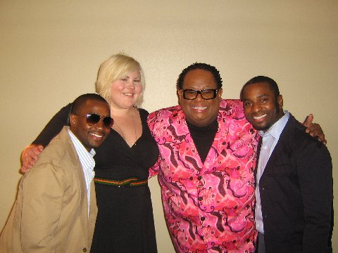 Jennifer Hudson's Personal Assistant, Walter, Make-up Artist, Abby,and Hair Stylist to the stars, Lawrence,  backstage at Harvey Star Washington Bedazzled Show in Chicago